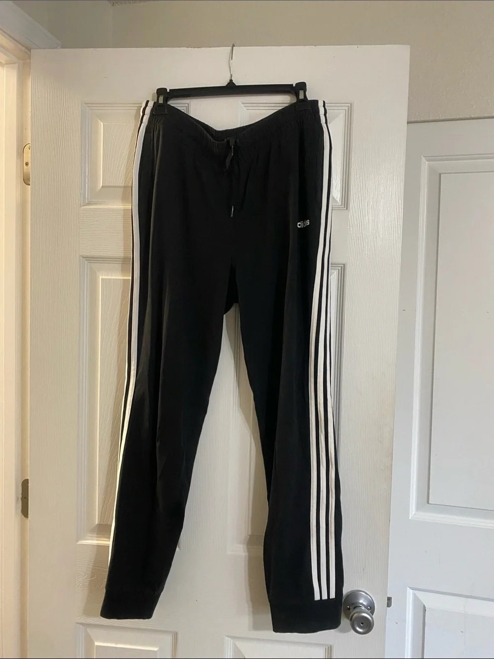 adidas Black Jogger Sweatpants with White Triple Stripes